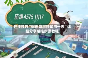 开挂技巧“微乐麻将挂试用一天”详细分享装挂步骤教程