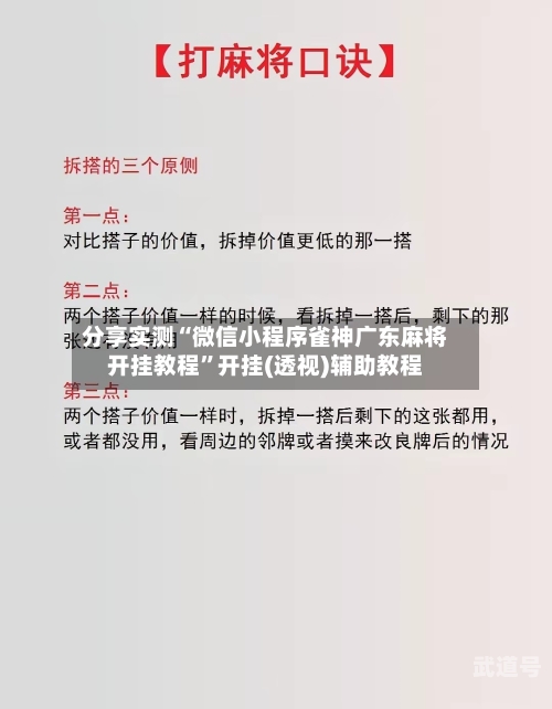 分享实测“微信小程序雀神广东麻将开挂教程”开挂(透视)辅助教程-第3张图片